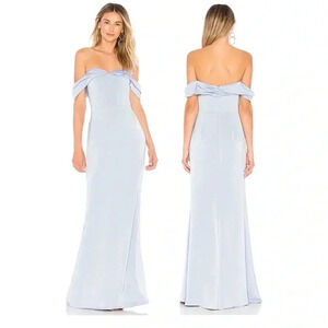 Lovers + Friends Hadid Gown BabyBlue XS Off‎ the Shoulder Cocktail Special event